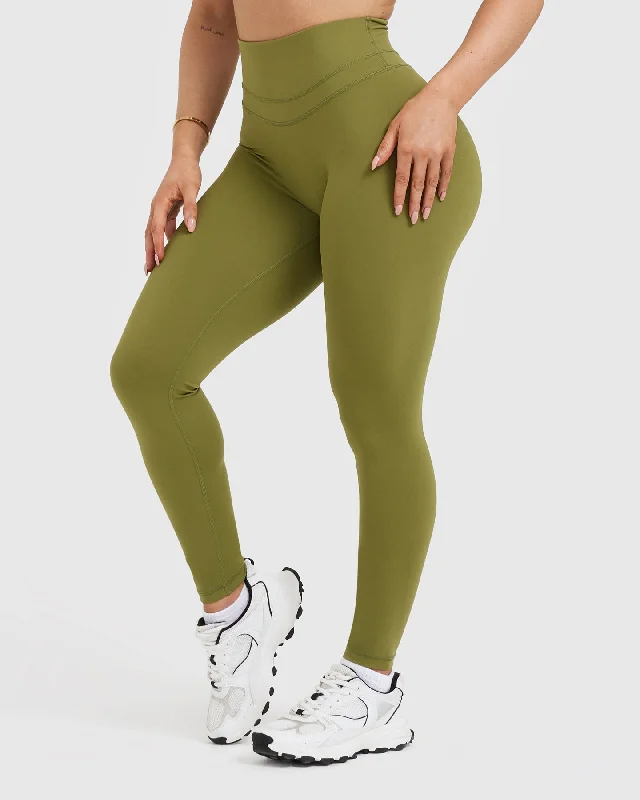 Unified High Waisted Leggings | Olive Green