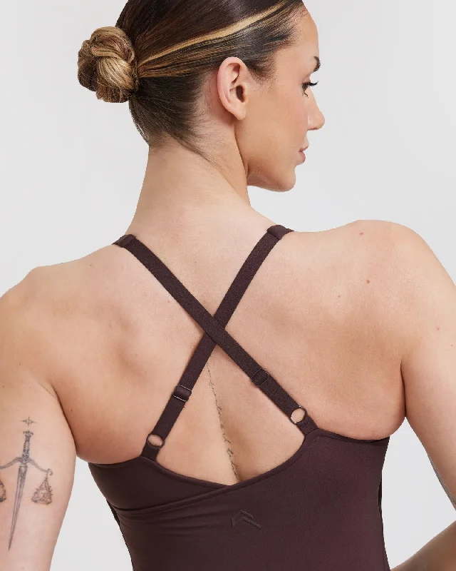 Unified V-Neck Cross Back Vest | Plum Brown