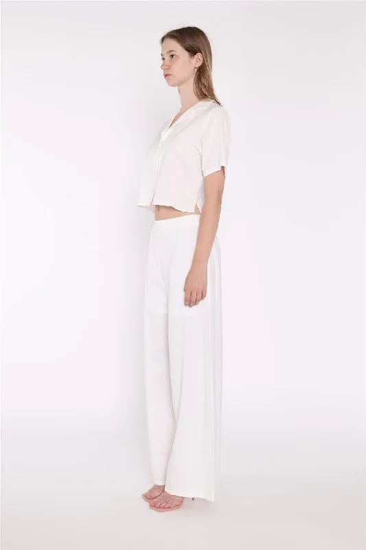 White Short-Sleeve Cropped-Shirt